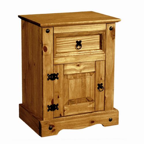 Dark Corona Pine Bedside Cabinet