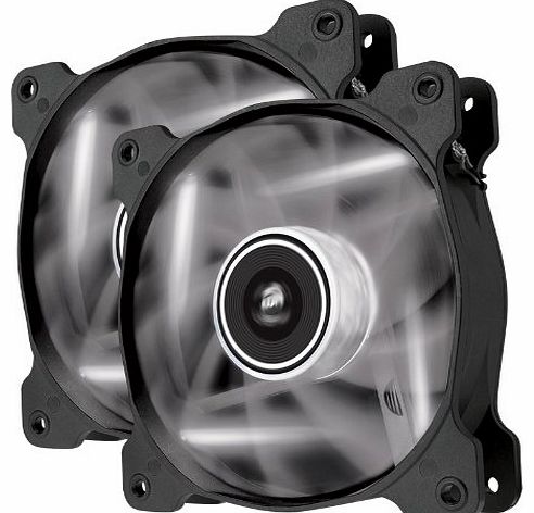 Corsair Air Series AF120-LED 120mm Quiet Edition High Airflow LED Fan - White (Dual Pack)