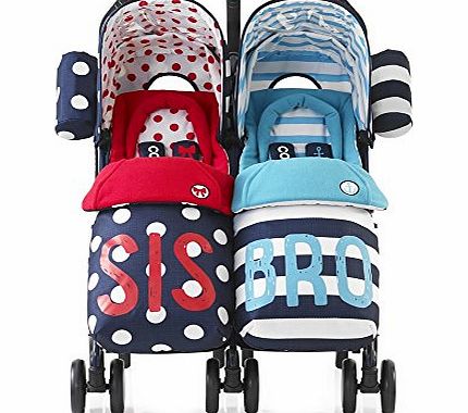 Supa Dupa Twin Stroller Sis and Bro Three (Blue)