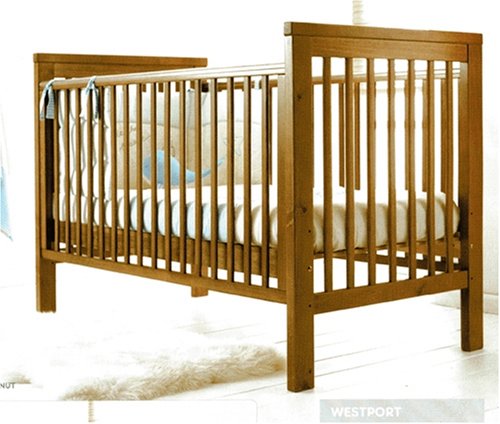 Westport Baby Cot Bed with Foam Mattress in Nut