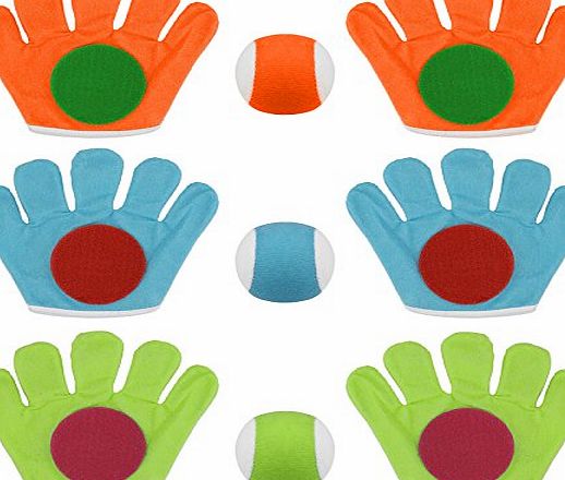 CostMad Kids Junior Velcro Catch amp; Throw Game Soft Gloves Ball Garden Beach Holiday Outdoor Indoor Fun Sports Catching Toy Set