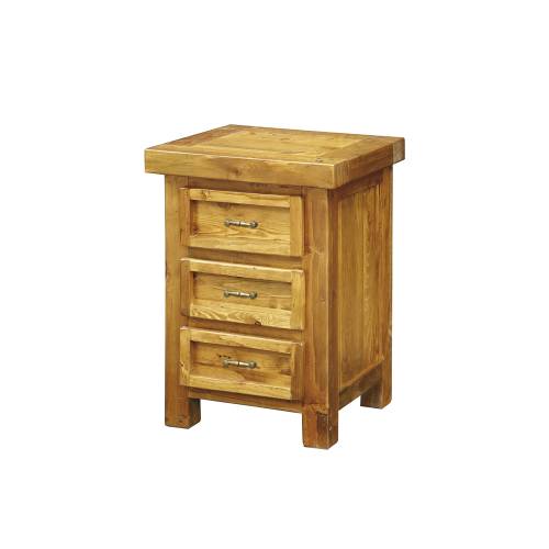 Chunky Pine 3 Drawer Bedside