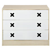 3 drawer Wide Chest, White