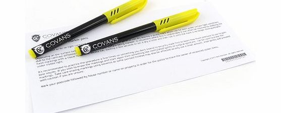 Covans 2 x Permanent Ultra Violet UV Marker Pen. Ultra Violet Security Markers