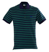 Purple and Jade Stripe Pique Polo Shirt