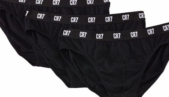 CR7 Cristiano Ronaldo Mens 3 Pack Basic Plain Boxer Briefs, Black, X-Large