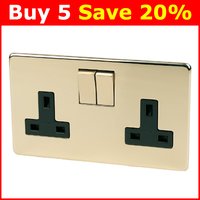2G DP Sw Skt Polished Brass Flat Plate
