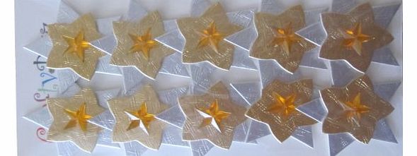  Self Adhesive Hand Made Gold amp; Silver Christmas Star Embellishments