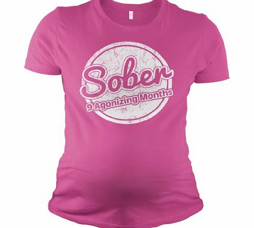 Crazy Dog Tshirts Womens Nine Months Sober Maternity T Shirt Funny Pregnancy Tee M