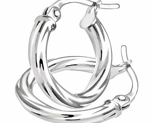 9ct White Gold UER 043W Ladies Hoop Earrings