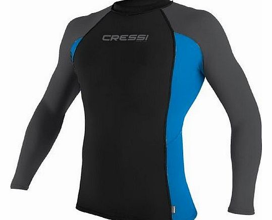 Cressi Lycra Skin Long Sleeve Rash Guard Mens, BK_BL - LG