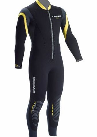 Cressi Mens Lui 2.5mm Neoprene Wetsuit - Black/Yellow, Size 2/Small