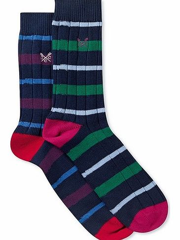 Crew Clothing 2 Pack Rugby Two Stripe Socks