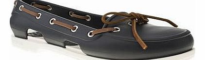 womens crocs navy beach line boat shoe flats