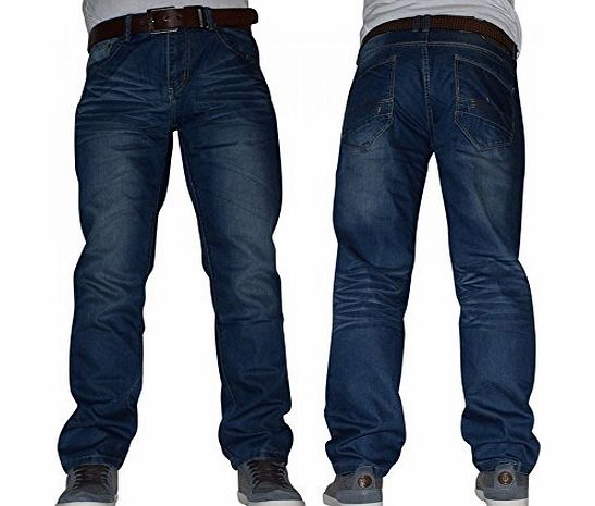 Crosshatch FARROW Mens Belted Jean Soft Fabric Dark Wash Waist 34 Leg 32`` (34R) Mid Wash Crosshatch Farrow