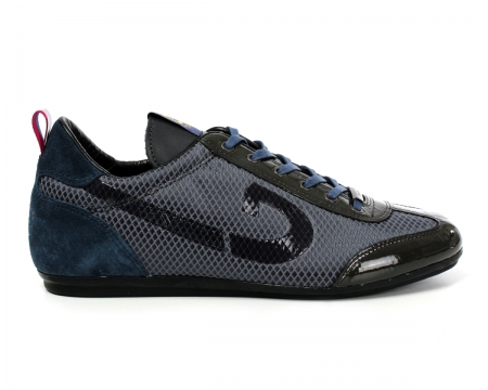 Vicenzo Grey/Blue Mesh Trainers