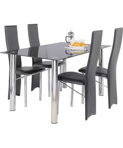 Crystal Black Dining Table and 4 Savannah Black