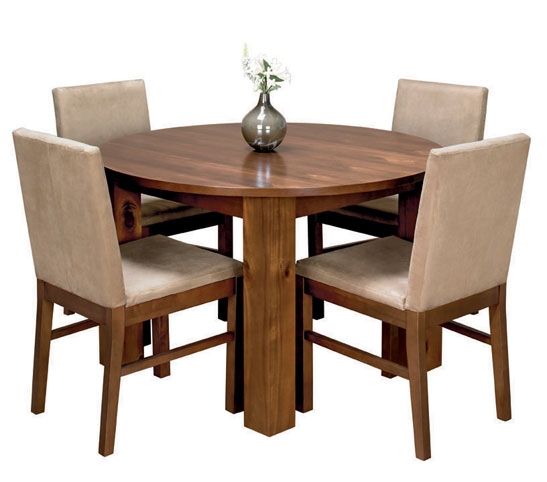 Cuba Acacia Circular Dining Table and 4