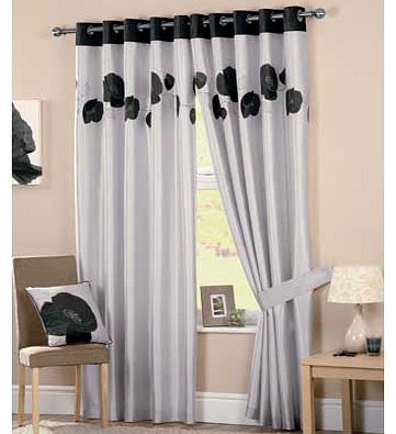 Danielle Lined Eyelet Curtains 117x137cm - Black