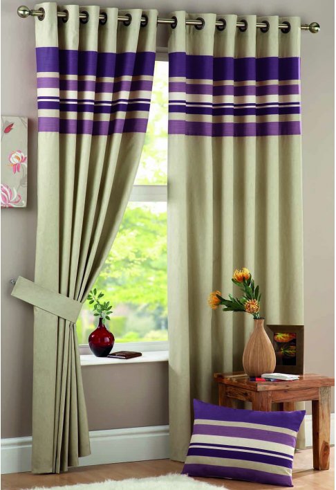 Harvard Aubergine Lined Eyelet Curtains