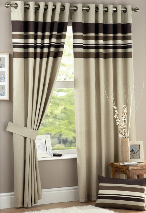 Harvard Chocolate Lined Eyelet Curtains