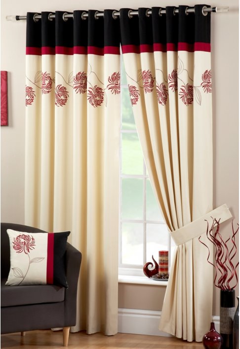 Petula Cerise Lined Eyelet Curtains