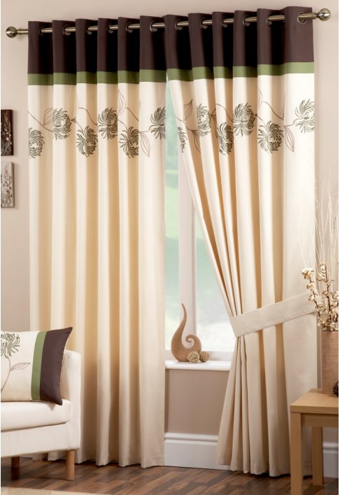 Petula Green Lined Eyelet Curtains