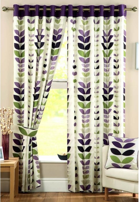 Zest Aubergine Lined Eyelet Curtains