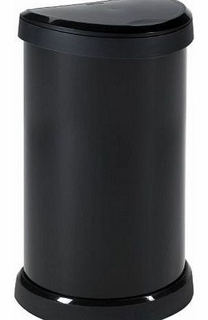 Curver 40 Litre Metal Effect One Touch Deco Bin, Black