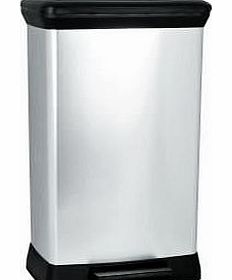 Curver 50 Litre Metal Effect Pedal Deco Bin, Silver