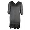 ARIANA LAYERED BEADED HEM DRESS IN BLACK/GREY