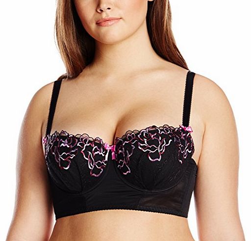 Curvy Kate Womens Carmen Padded Balcony Longline Full Cup Everyday Bra, Black/Boysenberry, 34F