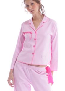 Cyberjammies Feeling Pinkish chambray woven long sleeve top