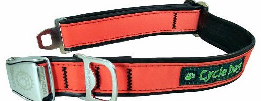 Cycle Dog Bottle Opener Recycled Dog Collar, Orange, Max Reflective, Medium