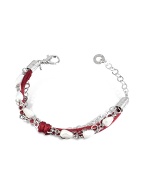 Daco Milano White Agate Drops Multi-strand Sterling Silver Lace Bracelet