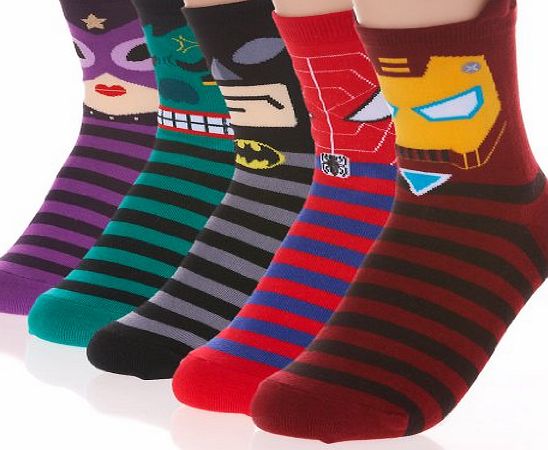 Danis Choice Cute Cartoon Character Socks Hero Series (5Set)