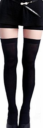 DarlingLove Womens Opaque Thigh Highs Black Long Schoolgirl Silk Stockings Hose