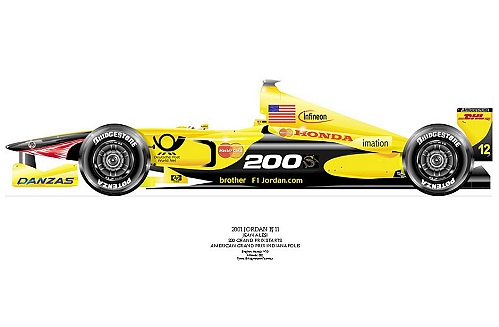 David Wilson Jordan EJ11 Jean Alesi signed by artist Measures 48cm x 32cm (19x13)