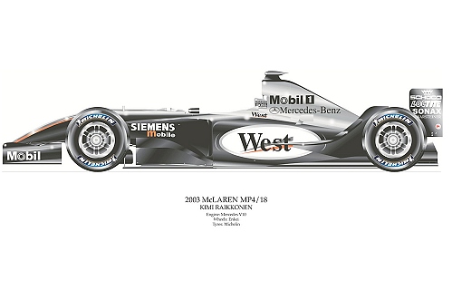 David Wilson Mclaren MP 4/18 signed by artist Measures 48cm x 32cm (19x13)