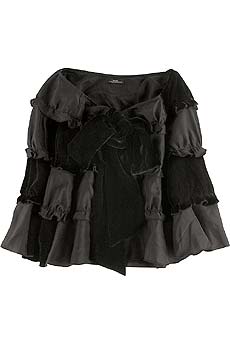 Silk and velvet capelet