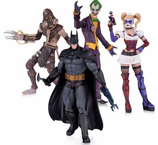 DC Comics  Arkham Asylum Joker Harley Batman Scarecrow Action Figure (Pack of 4)