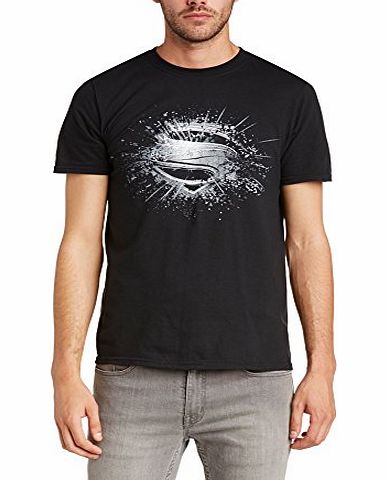 DC Comics Mens Superman Man of Steel-Erroded Short Sleeve T-Shirt, Black, Small