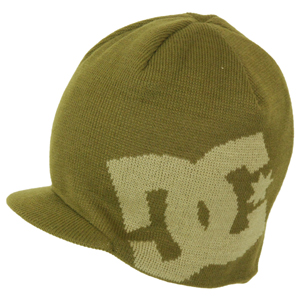 Mens DC Big Star Visor Beanie. Olive