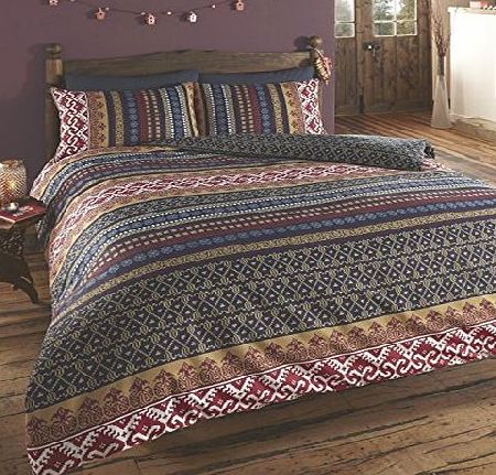 DE CAMA LUXURY INDIAN ETHNIC PRINT DOUBLE BED DUVET QUILT COVER BEDDING SET ORKNEY MULTI