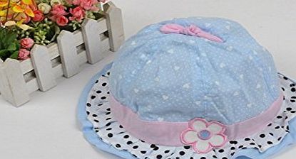 Dealspanks Baby Girls Cotton Bucket Sun Hats Reversible Floopy Caps Kids Size Light Blue With SunFlower Brimmed  A shinning hair bun sent randomly