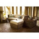 dean Rattan Ottoman with Chocolate Cushions