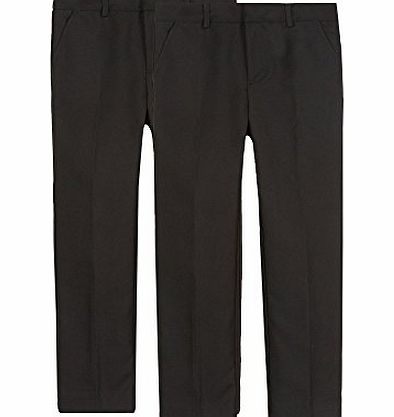 Debenhams Kids Pack Of Two Boys Black Flat Front School Trousers Age 13