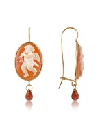 Angel w/Flute Cornelian Cameo Drop Earrings