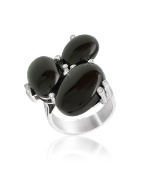 Diamond and Onyx Three-stone 18K Gold Ring