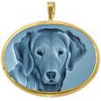 Dog Agate Stone Cameo Pendant / Pin